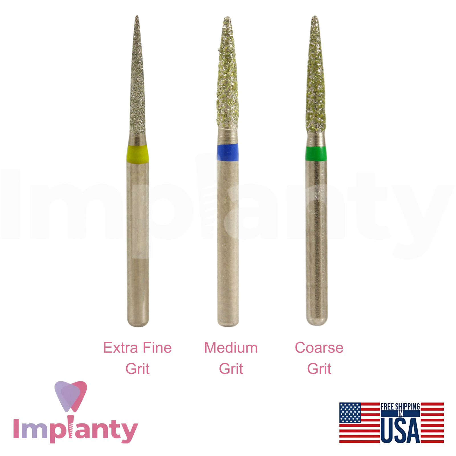 FG Diamond Burs High Speed Cylindrical Pointed Head Handpiece Stainless Steel