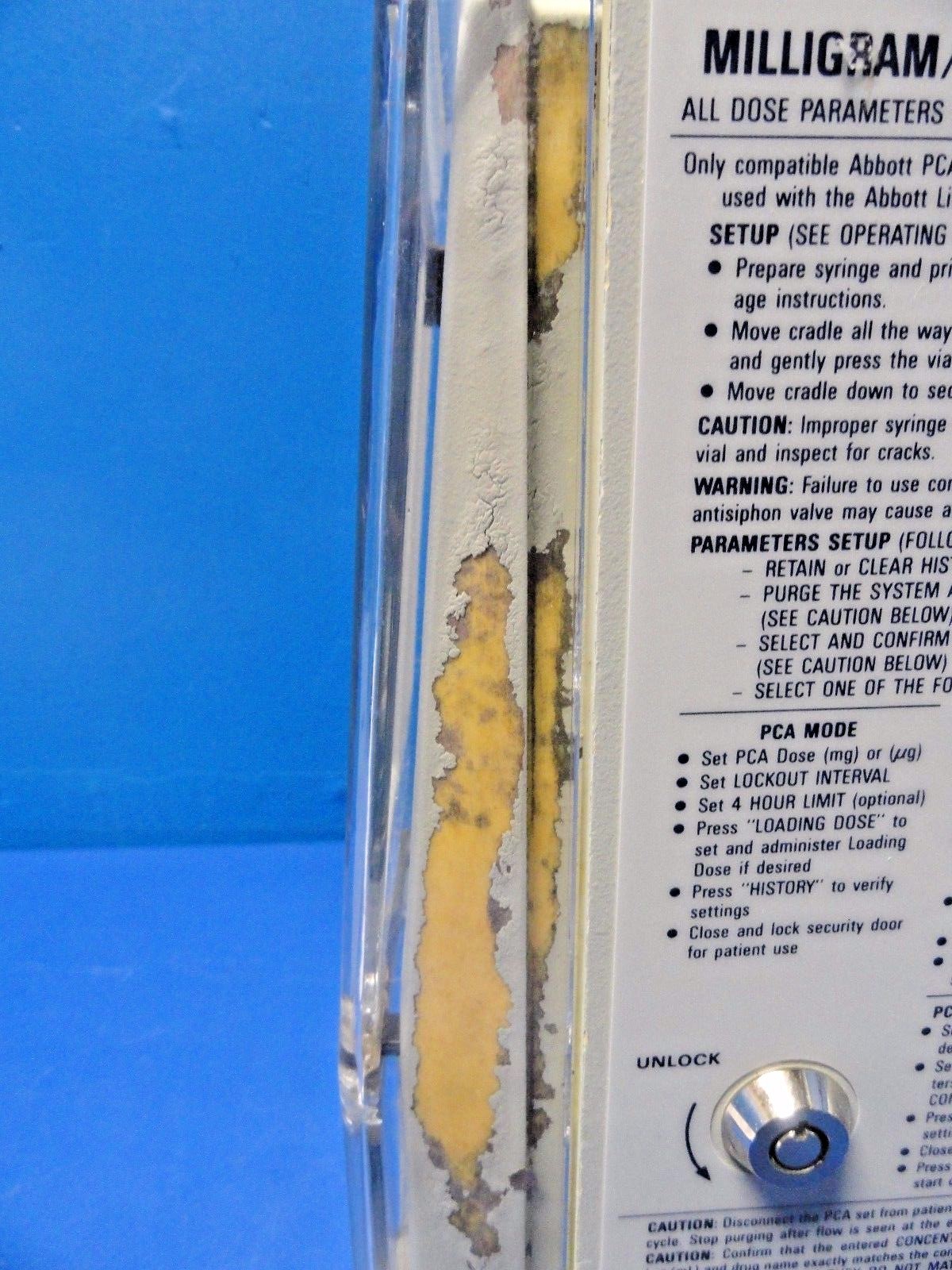 Abbott Lifecare 4100 PCA Plus II Pump W/ Pole Clamp & Bolus Cable, No Key ~14361