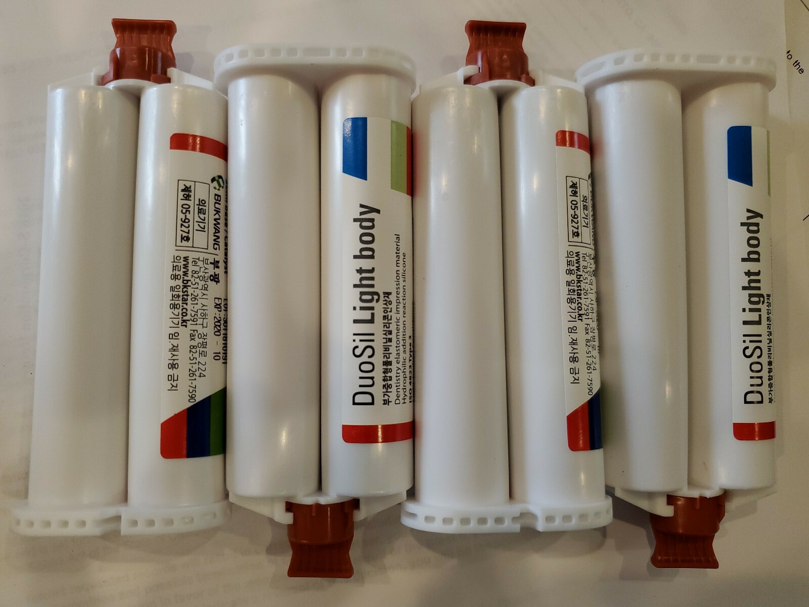 Fast Set Dental Impression Material DuoSil 4 Cartridges Light Body Wash
