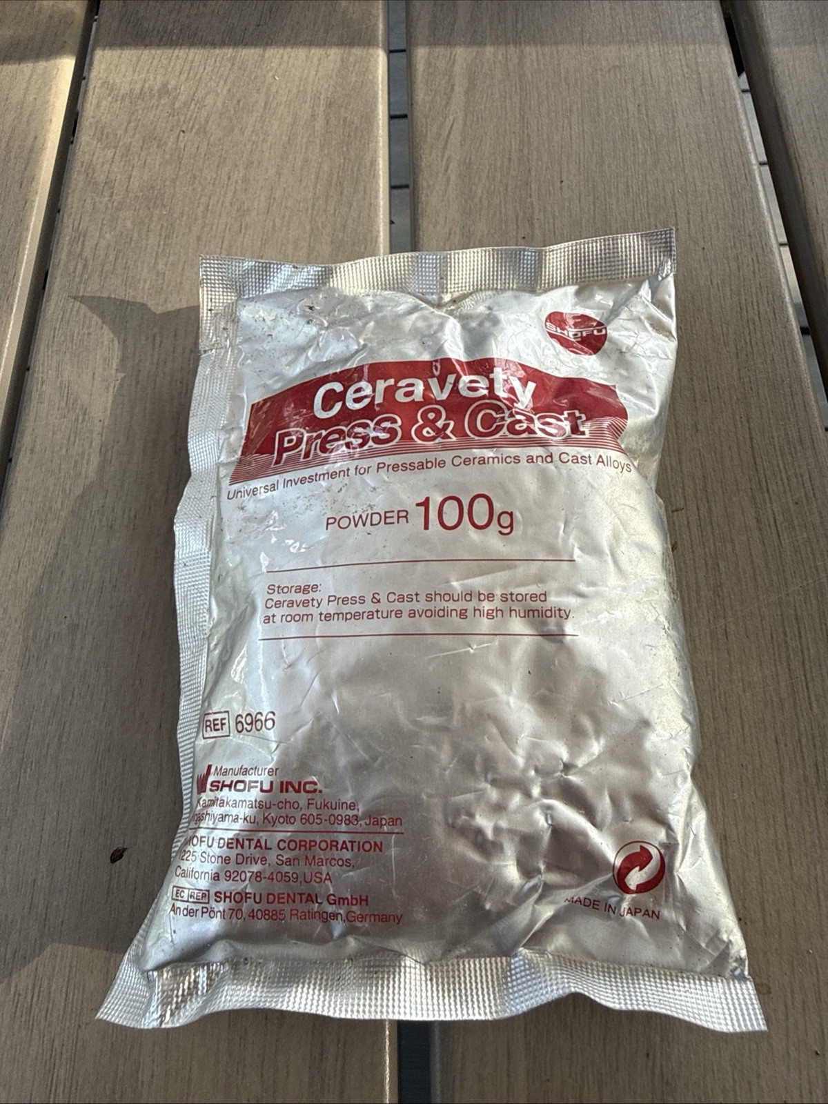 Ceravety Press & Cast Powder 6966 from Shofu Inc. 100g pouches X 11