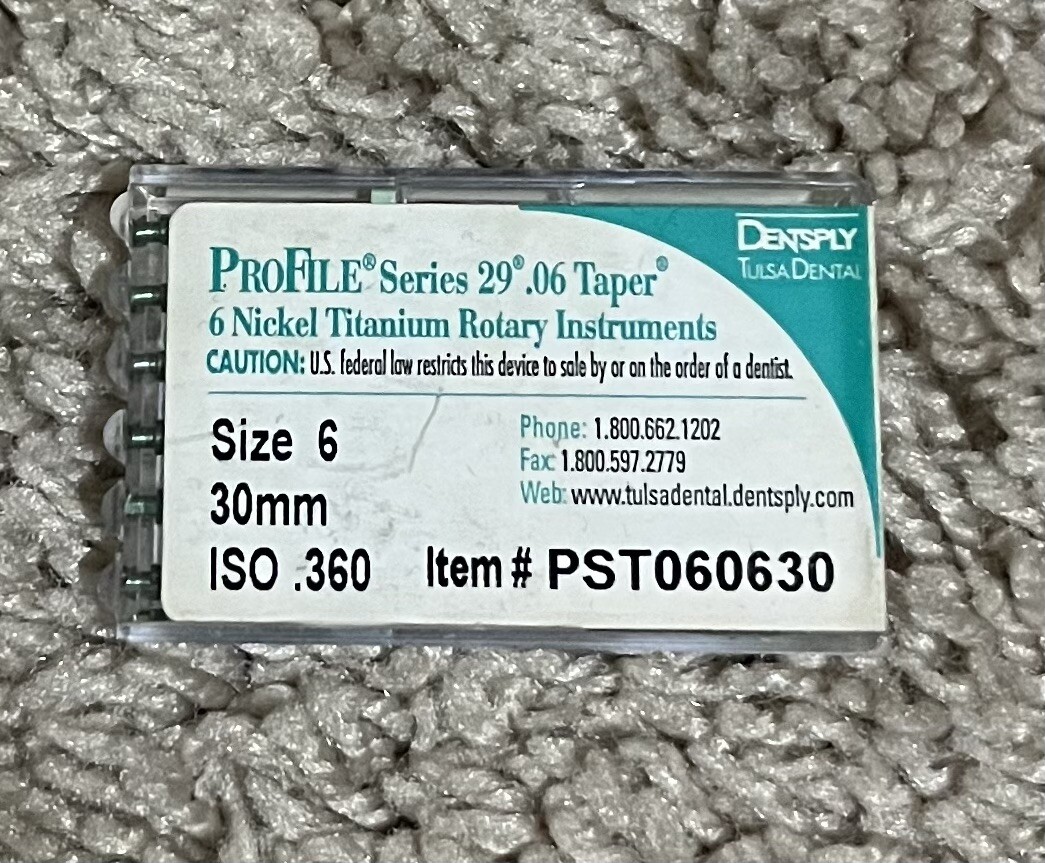 Dentsply Tulsa Dental ProFile Series 29 rotaries Size 6 30mm 0.06 taper 4 packs