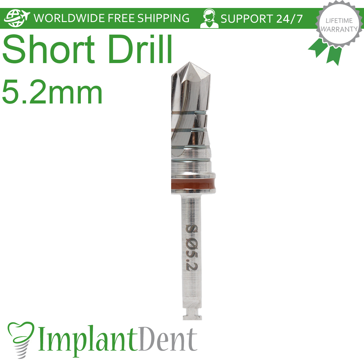 Dental Short Drill 11.5mm External Irrigated 5.2mm Stainless Steel Dentistry