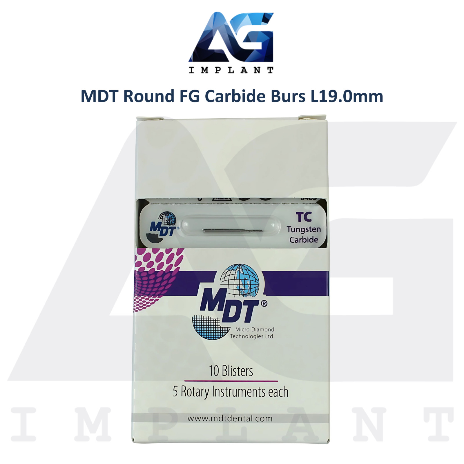 Dental MDT Round FG Carbide Burs L19.0mm Caries Removal Cavity Preparation