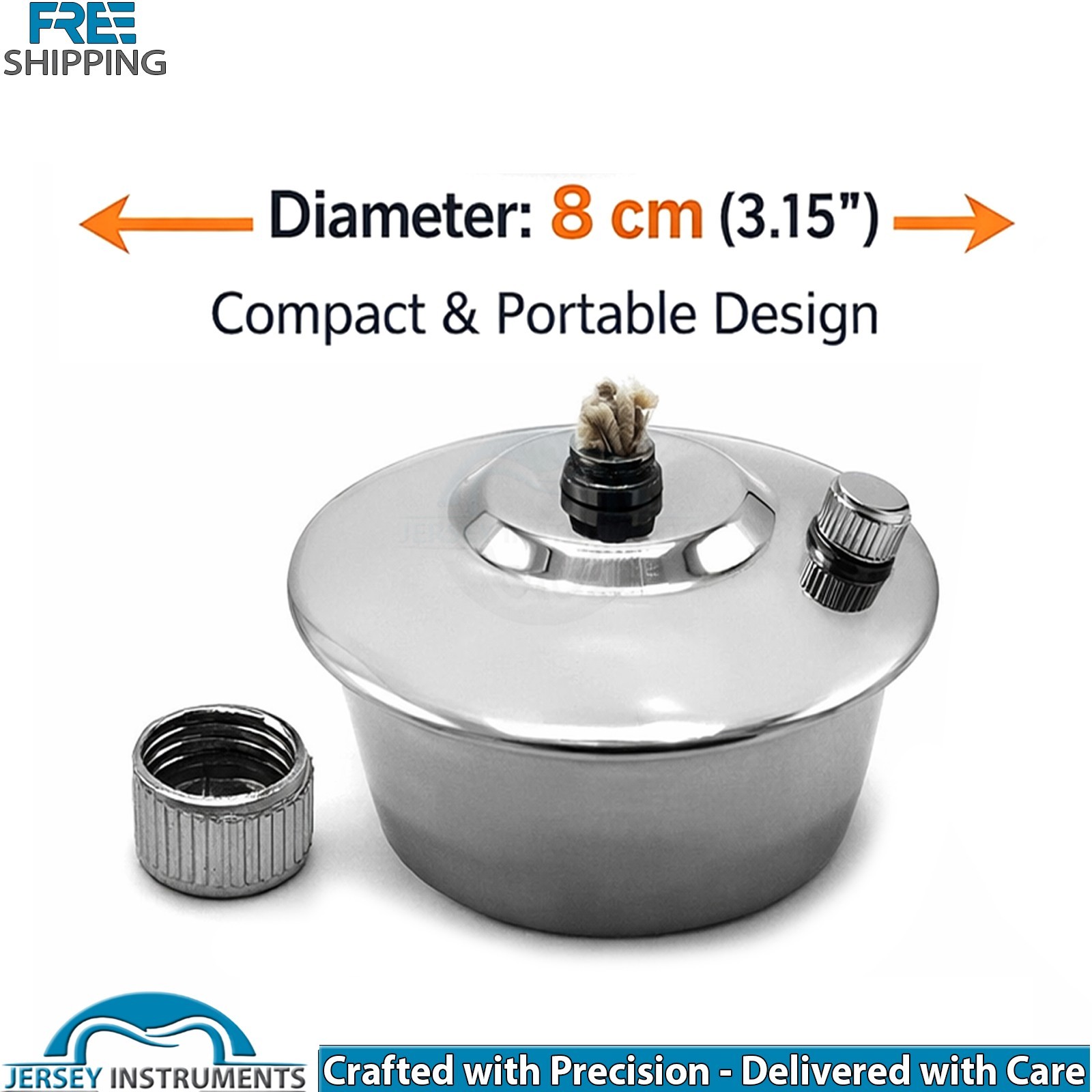 Stainless Steel Spirit Lamp Alcohol Burner 8cm Lab Heating Bunsen Flame Tool New
