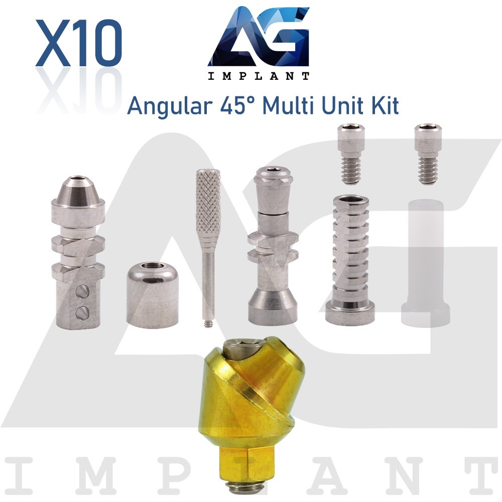 10 Angular 45° Multi Unit 1.6 Prosthetic Full Kit Internal Hex With Screw