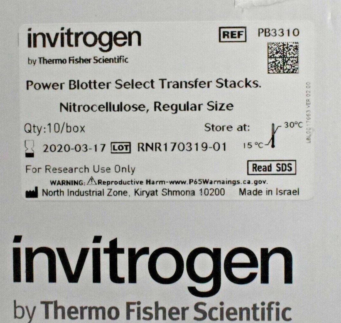 Invitrogen PB3310 Power Blotter Select Transfer Stacks Nitrocellulose Reg 10/Box