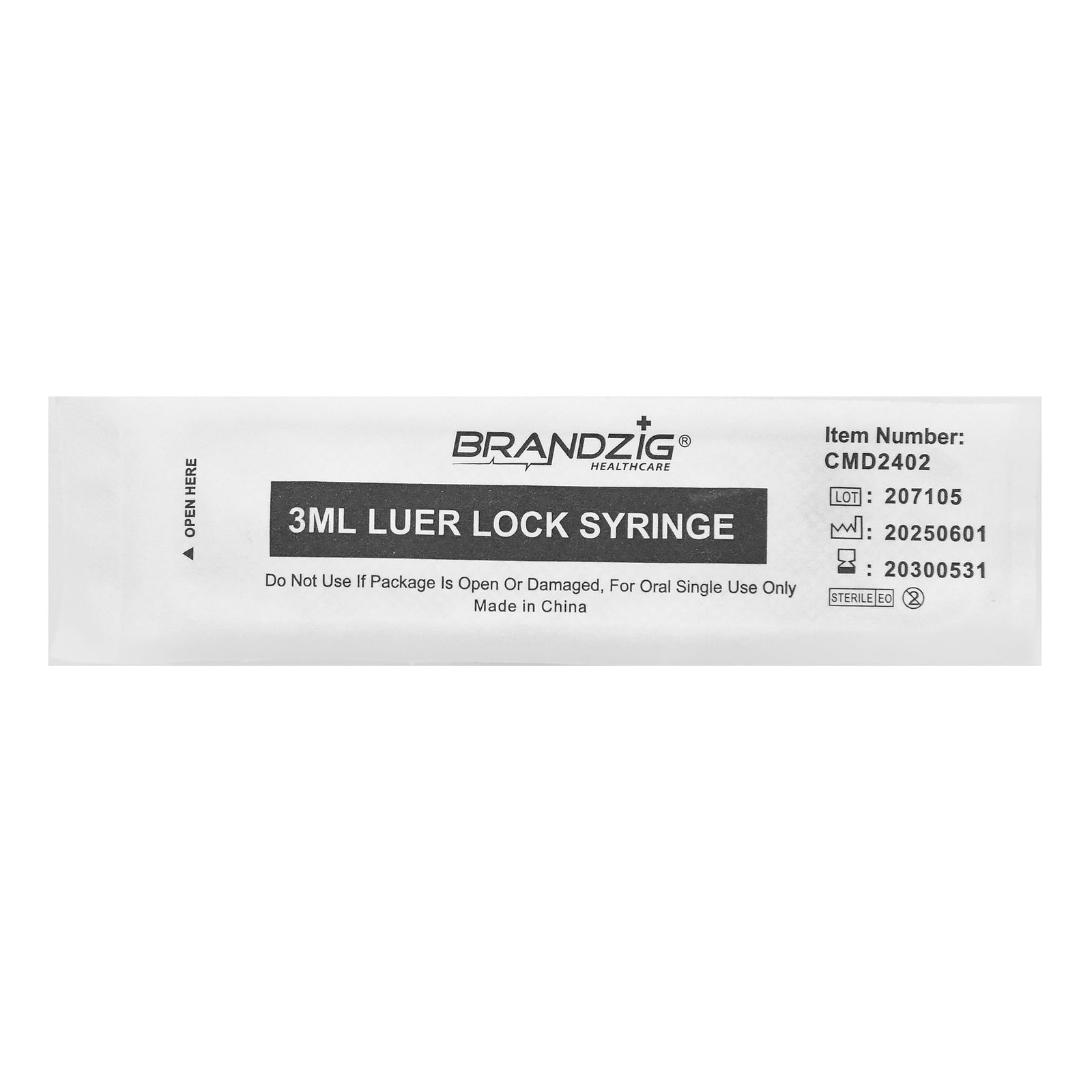 3ml luer lock syringe (No Needle) – Sterile, Individually Wrapped – 100 clear