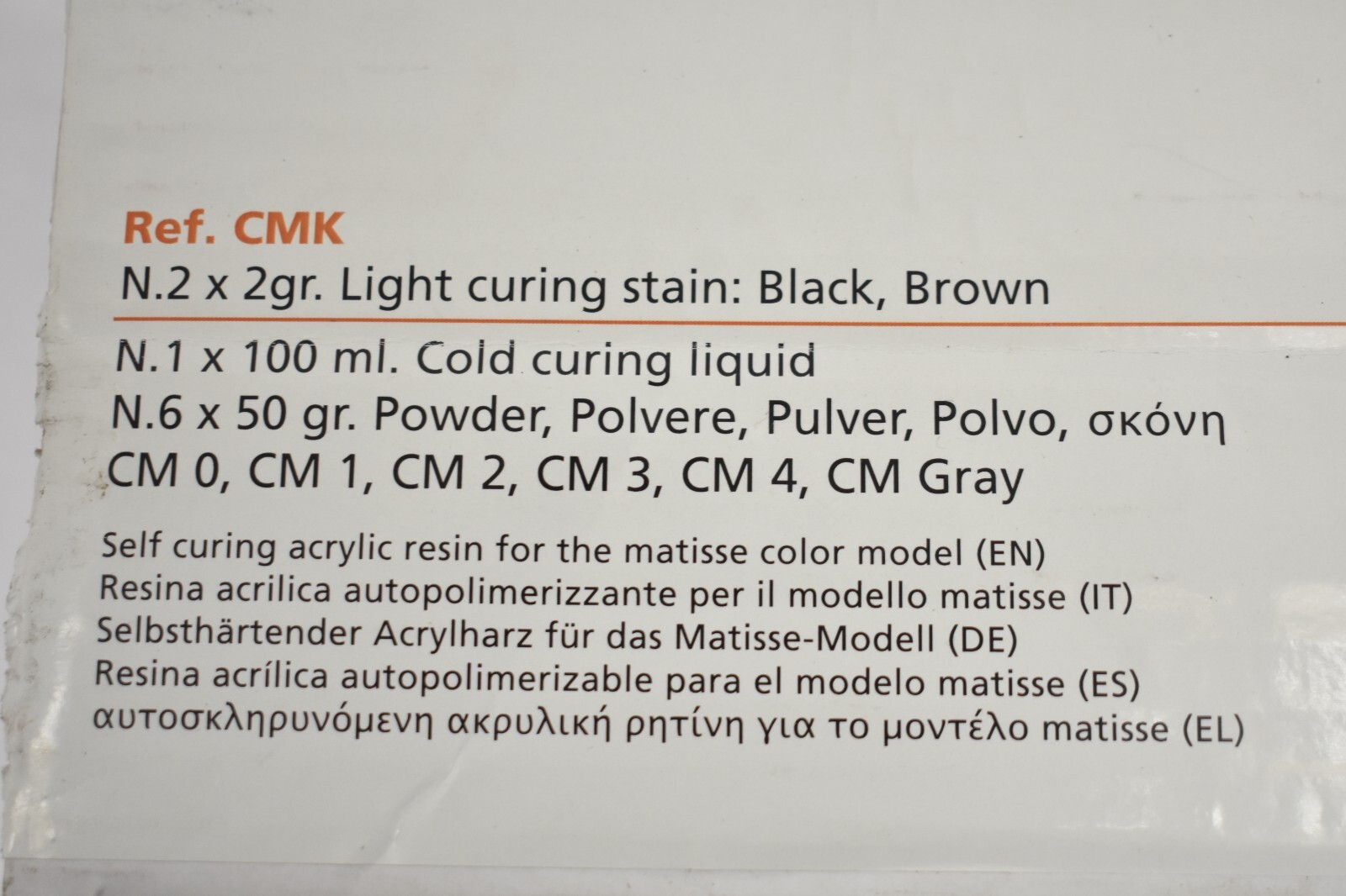 Matisse Self Curing Acrylic Resin CMK 10 Piece Genuine OEM Gray Black Brown