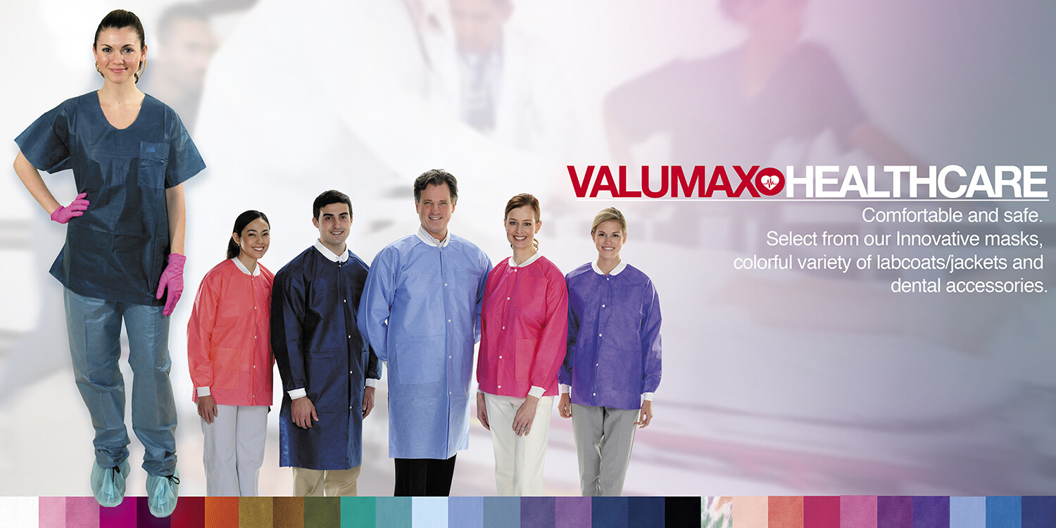 Dental Medical 10 Disposable Easy Breathe Lab Coat Knee Length ValuMax 3560