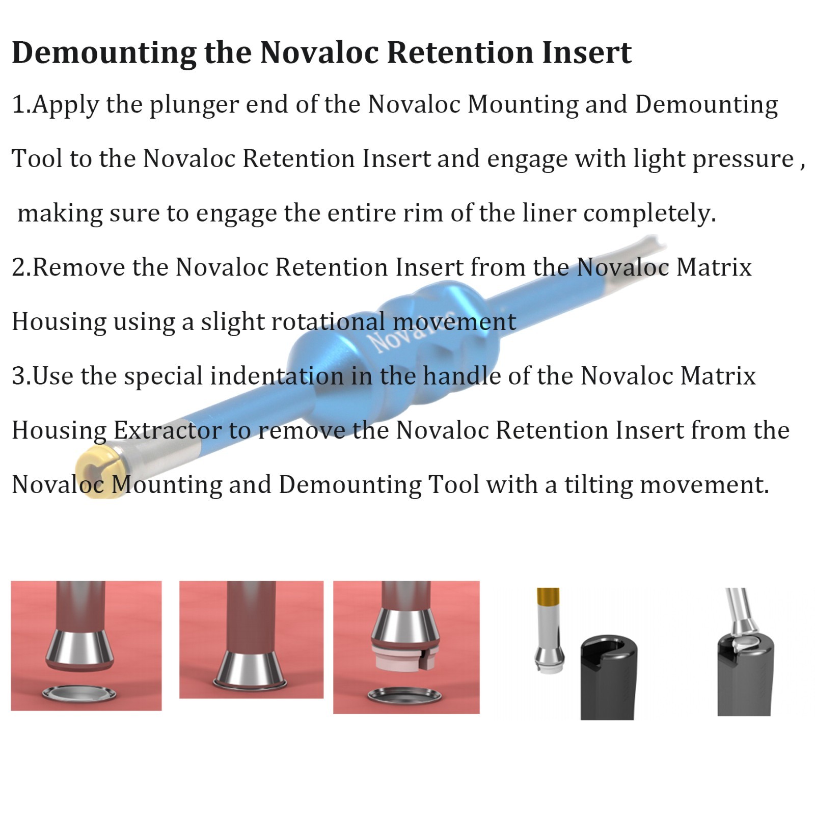 US Dental Overdenture Retention Inserts Kit Mounting Demounting Tool Fit Novaloc