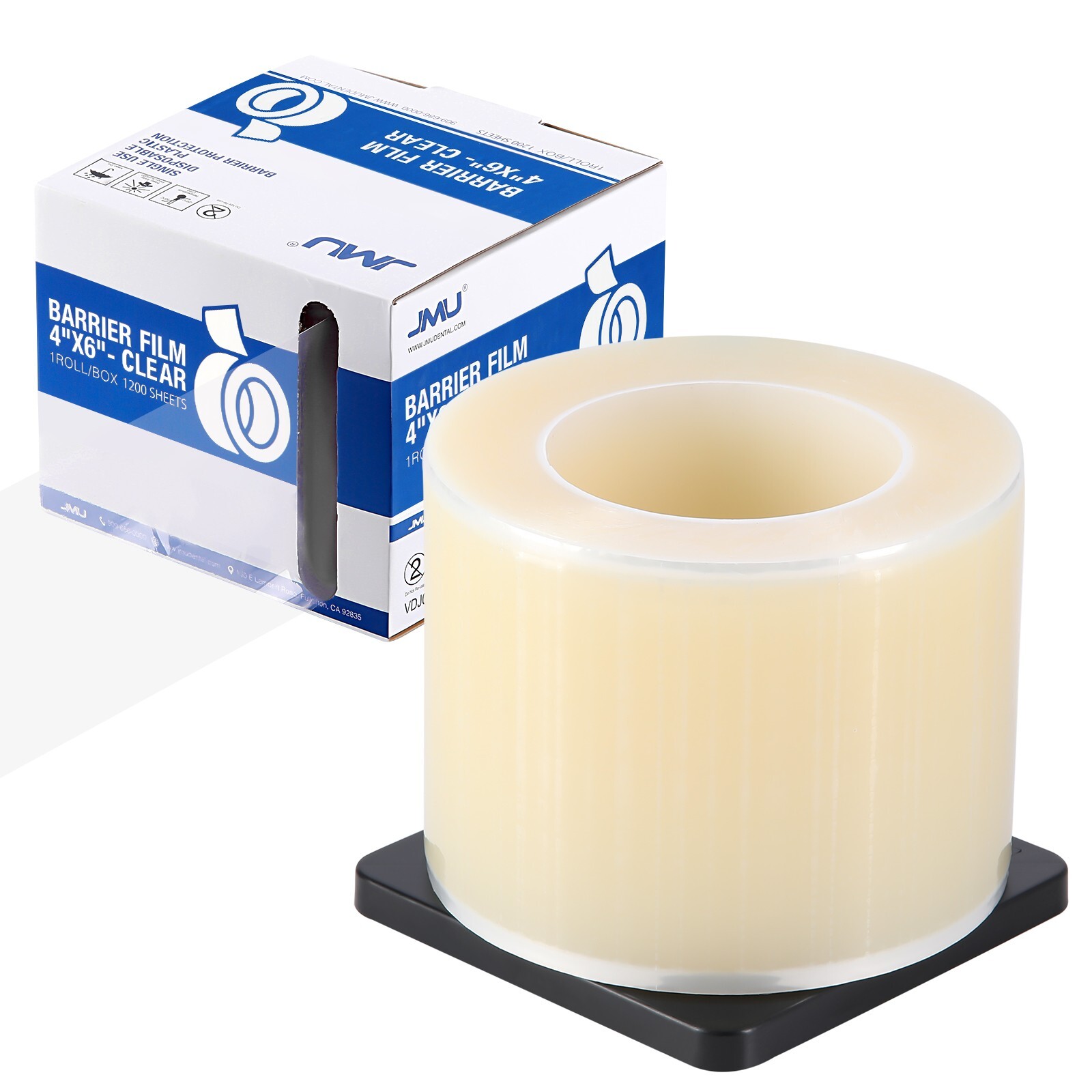 JMU Dental Barrier Film Sticky Wrap Clear or Blue 4″ x 6″ 1200 Sheets, 12 Rolls