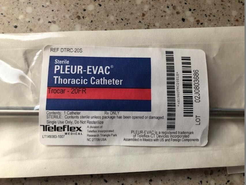 Teleflex Pleur-Evac Thoracic Catheter, Straight Trocar-20Fr, 16″, DTRC-20S, 10pc