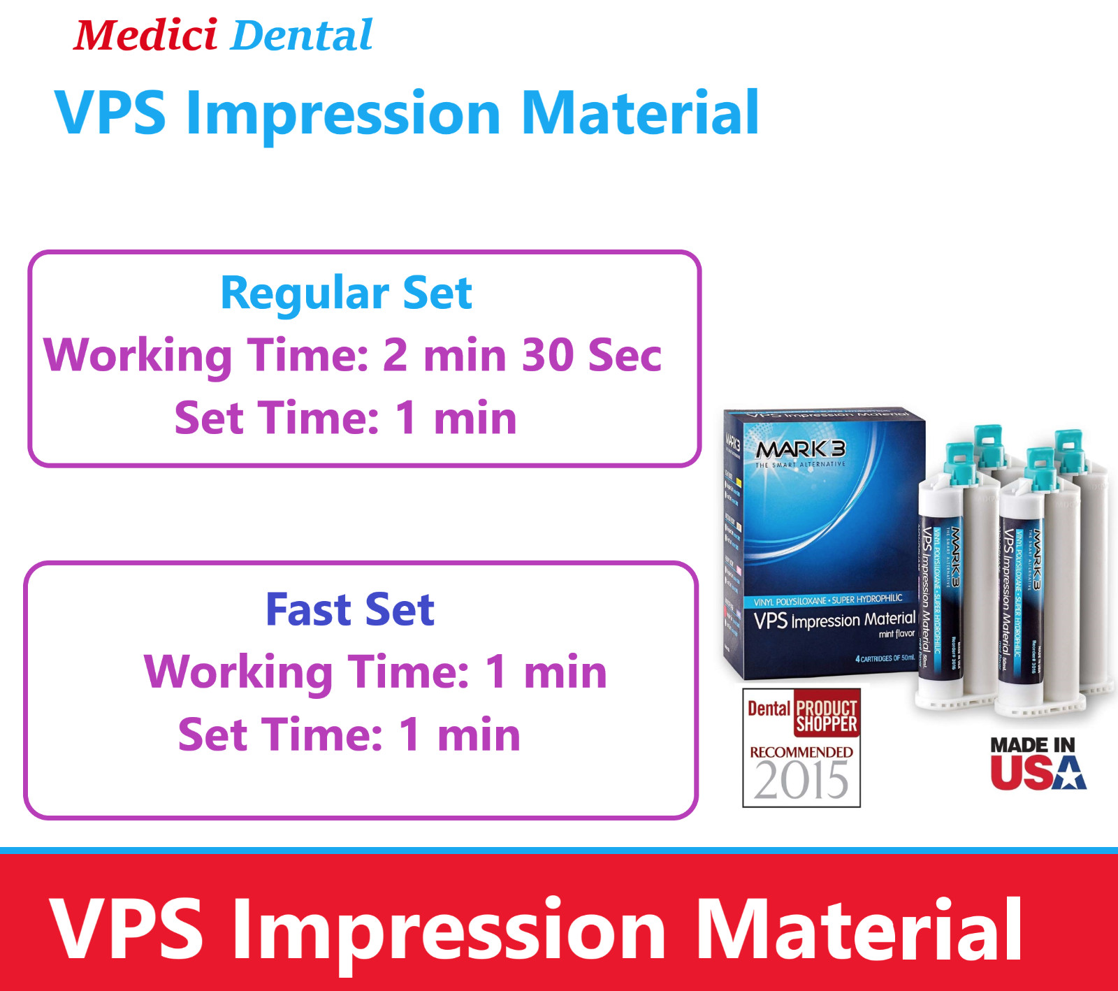 Dental MEDIUMBODY REGULAR SET VPS Impression Material PVS 50ML Cartridge, 04/24
