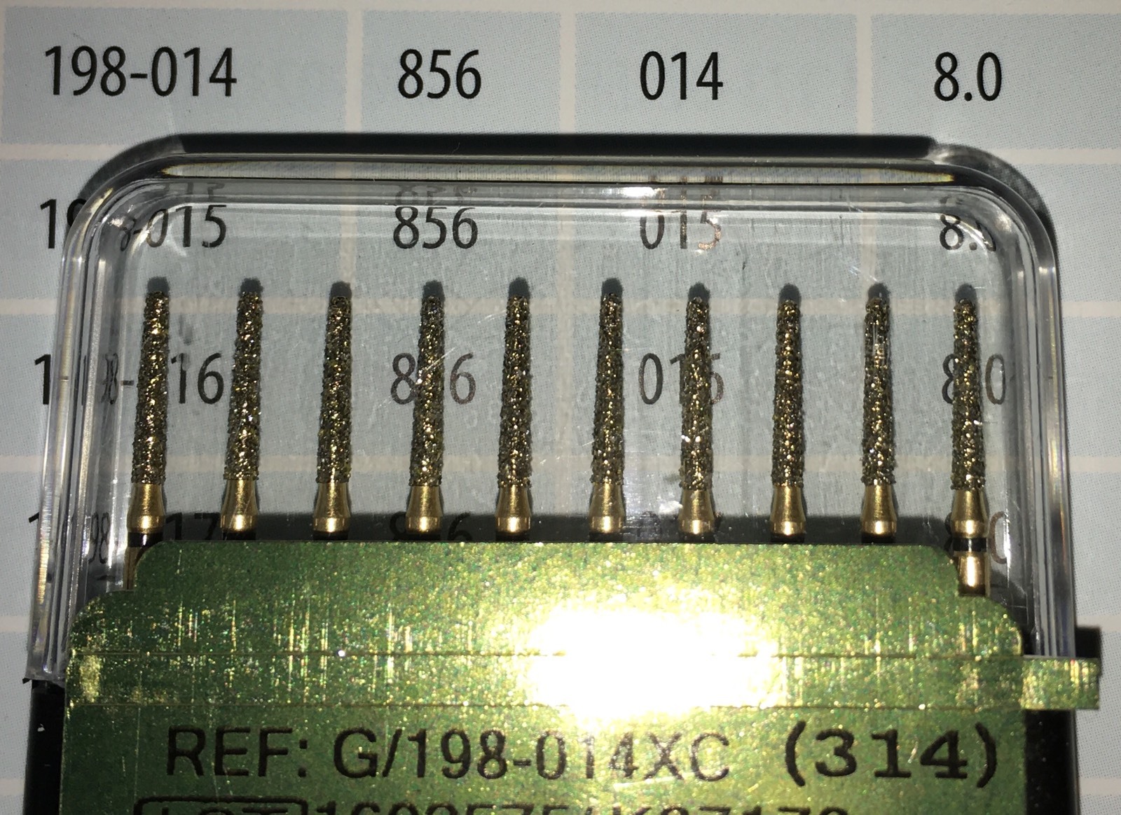 50 Diamond Burs G/198-856-014xc 1.4 mm Dia 8mm Cutting Length. Extra CourseGrit