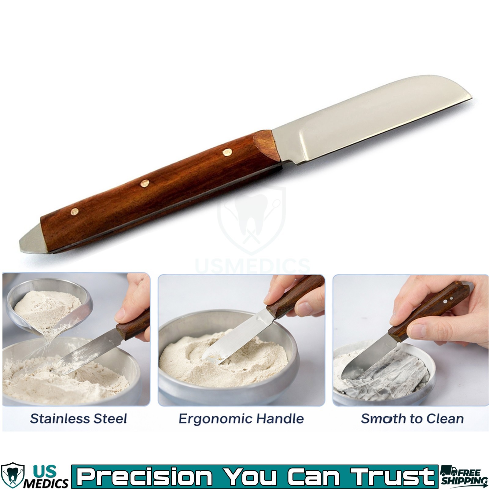 Dental Laboratory Plaster Alginate Knife Wood Handle Cutting Waxing & Modelling