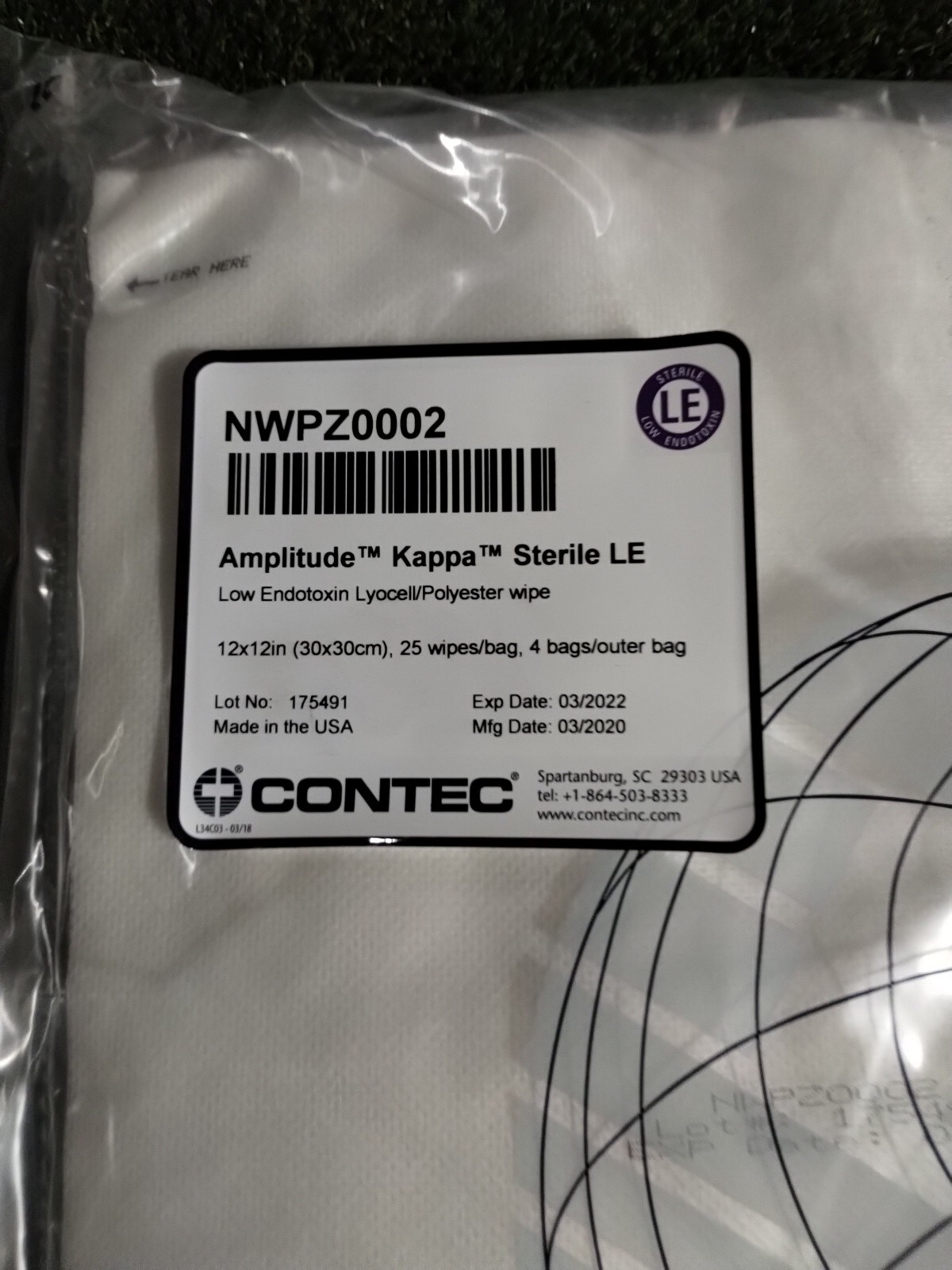 WIPE, DRY DUPONT POLY/CELL NONPYROG STR 12X12 . 25wipes/Bag