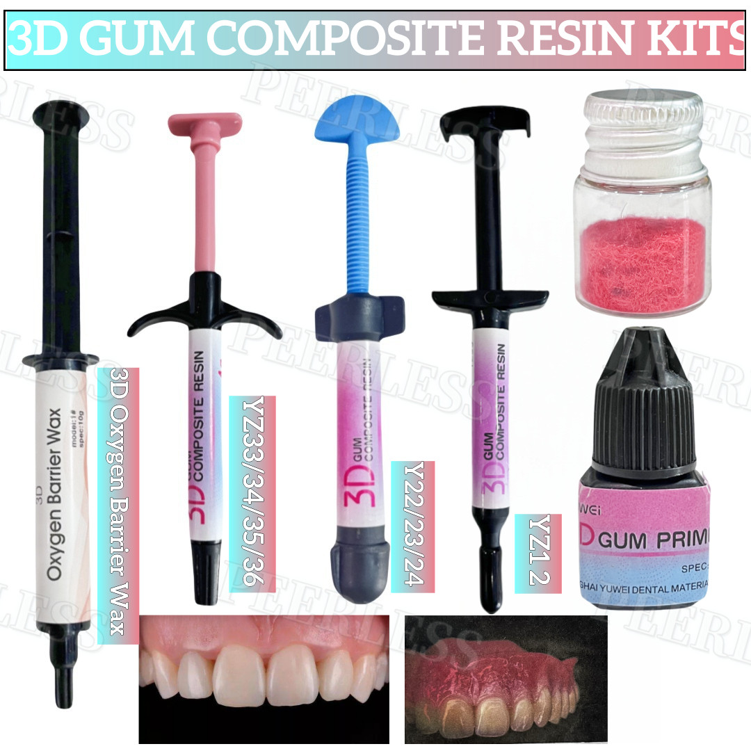 Gingiva Aesthetic Composite Resin Dental 3D Gum Pink Resin Syringe Adhesive Kit