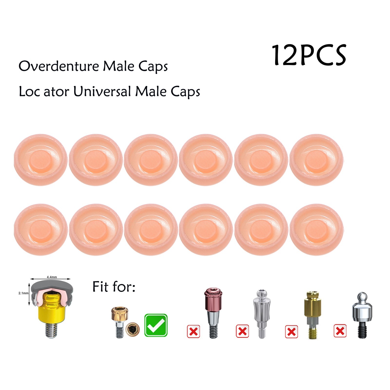 Dental Universal for Zest Locator System Replacement Retention Male Caps Insert