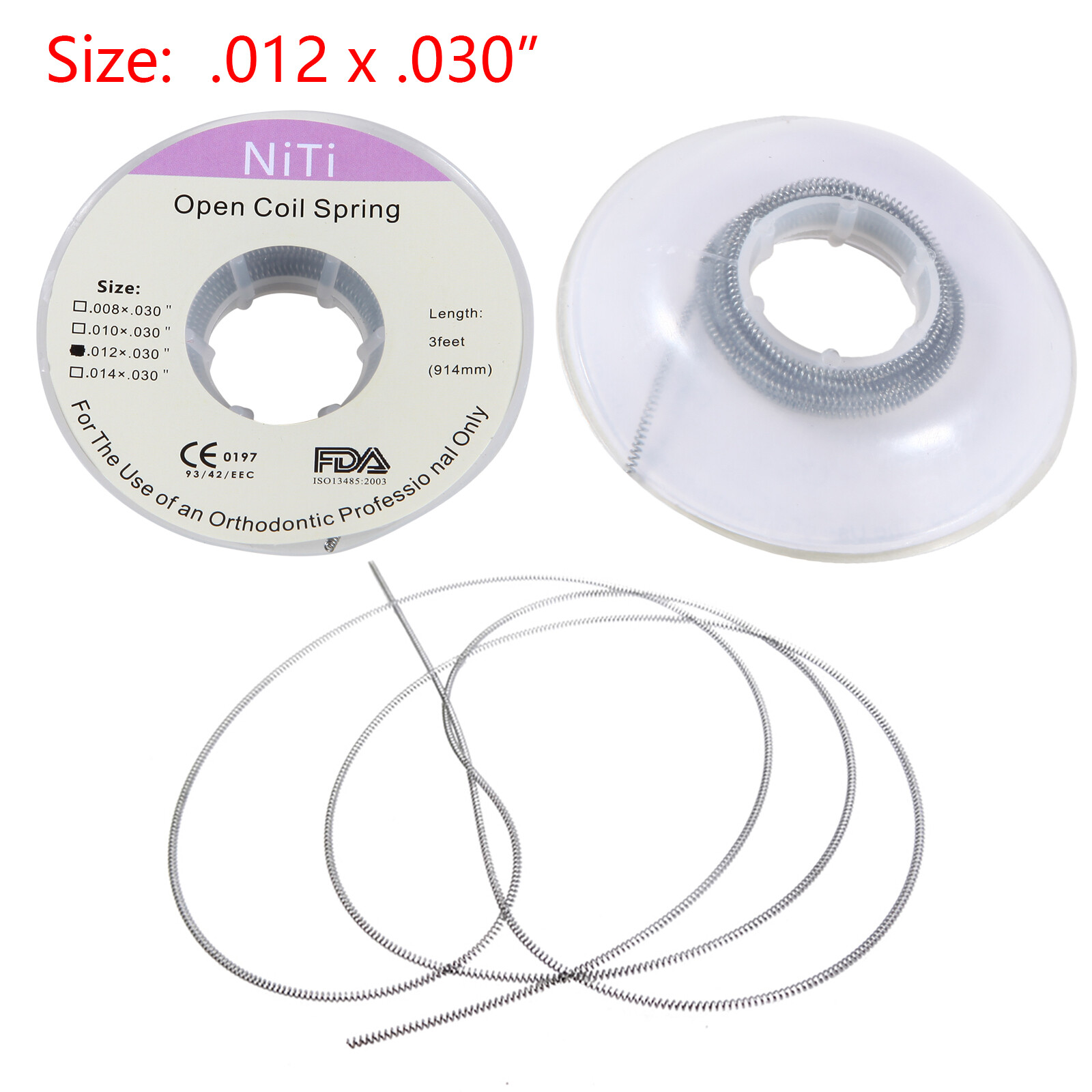 Dental Orthodontic Niti Open Coil Spring Spool Dia.012 *030 ” inch 914mm OR
