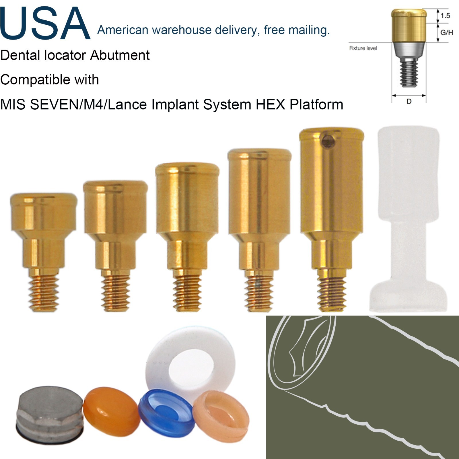 US Titanium Overdenture Locator abutment Legacy anchor Fits Major Implant SYSTE
