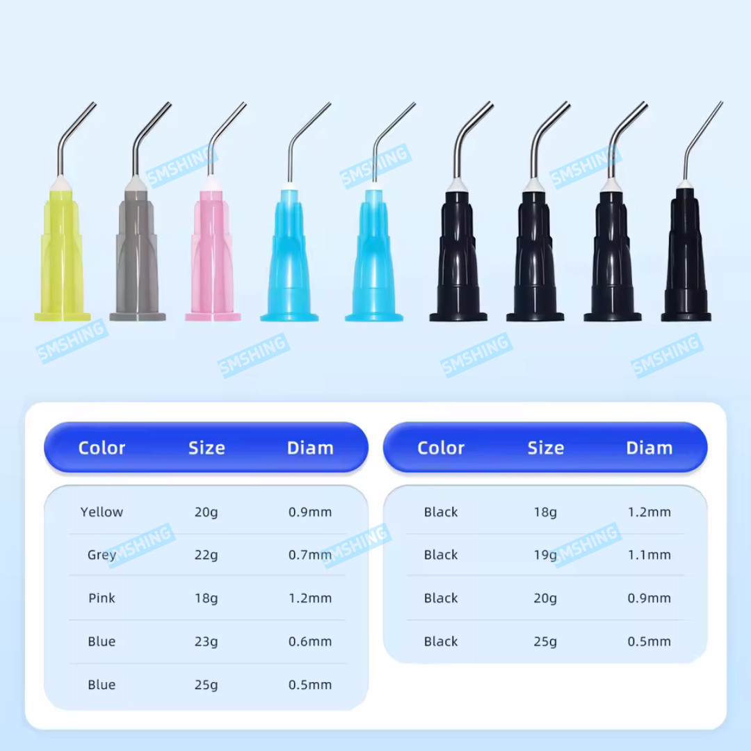 500Pcs Dental Pre-Bent Flowing Dispensing Tips Flowable Needle Delivery Tip Etch