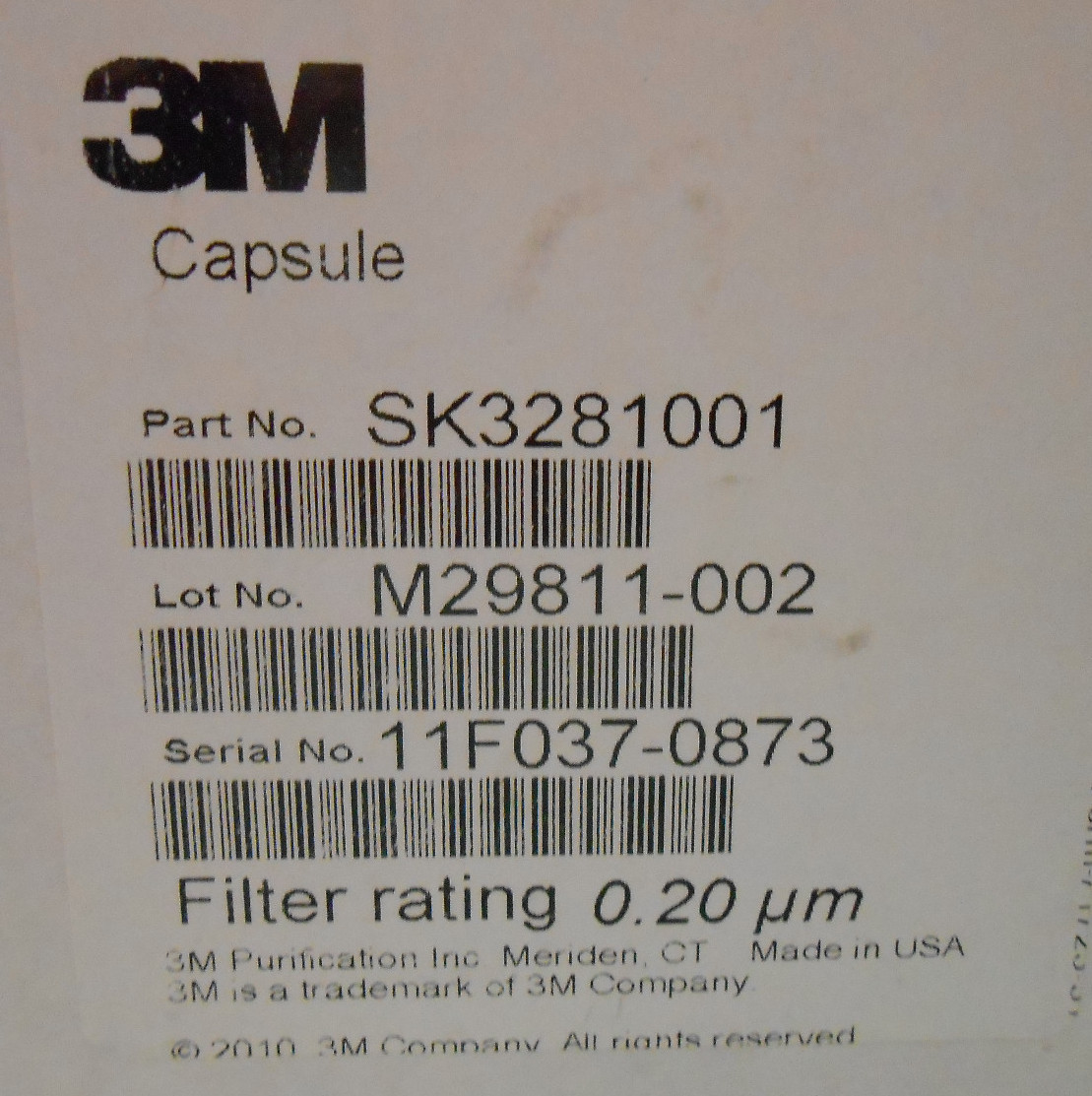 3M LIFEASSURE 020 SP SERIES DISPOSABLE CAPSULE FILTER SK3281001