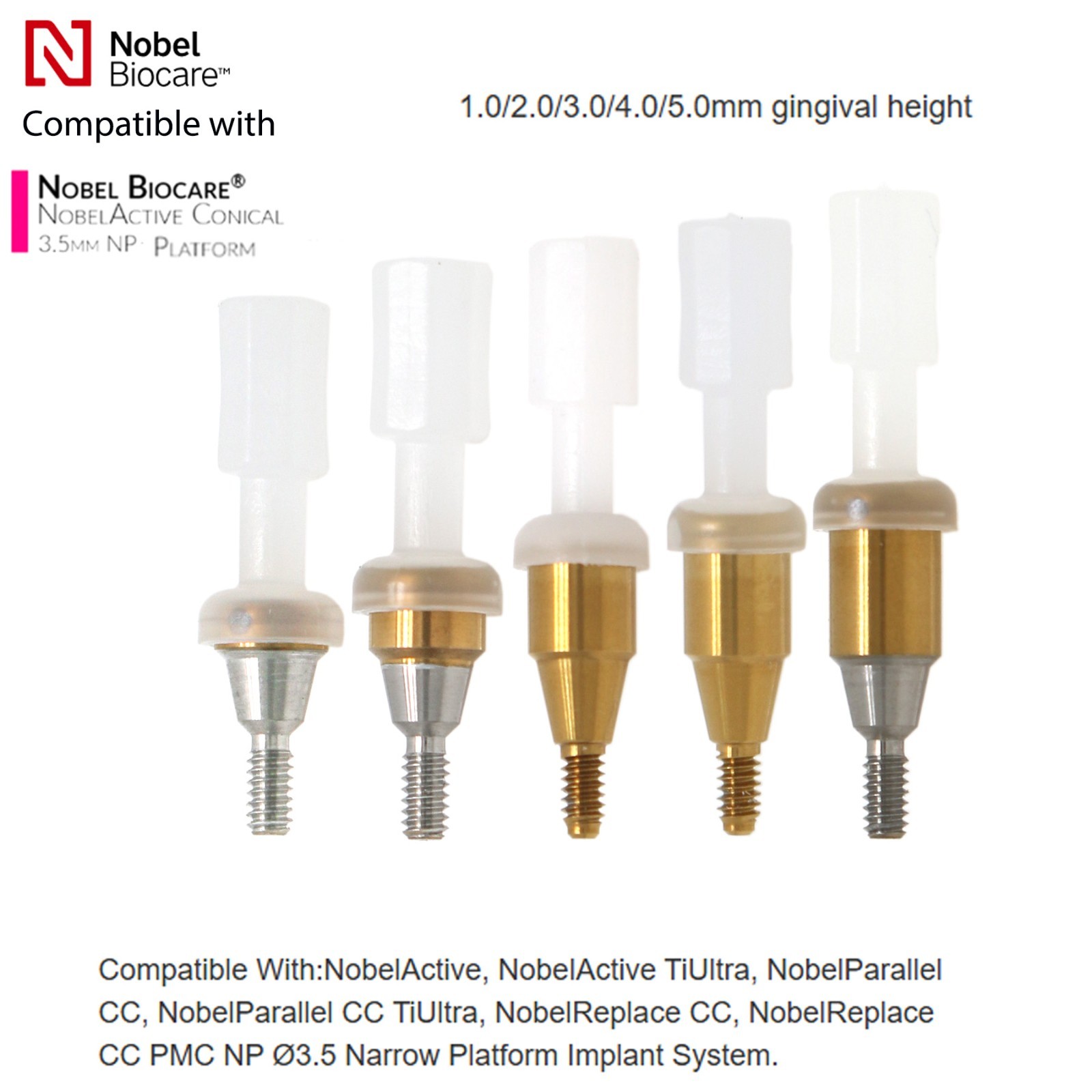 US Locator Abutment NP/RP 1-5.0mm GH Compatible Nobel Biocare Conical Connection