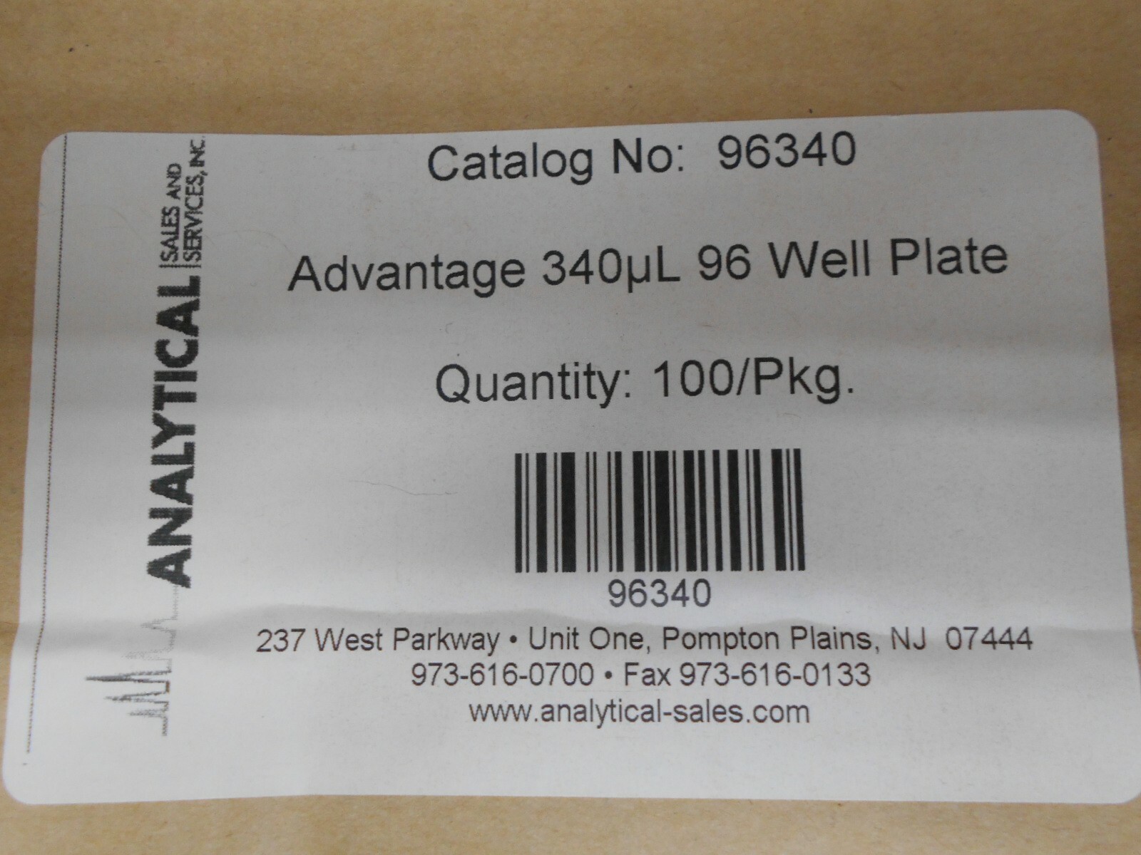 ANALYTICAL ADVANTAGE 96340 340µL 96 WELL PLATE BOX OF 100