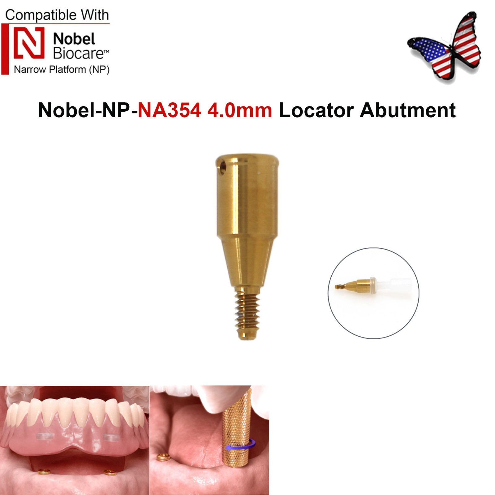 US Nobel Biocare Locator Abutment Replace Conical Connection Compatible NP/RP