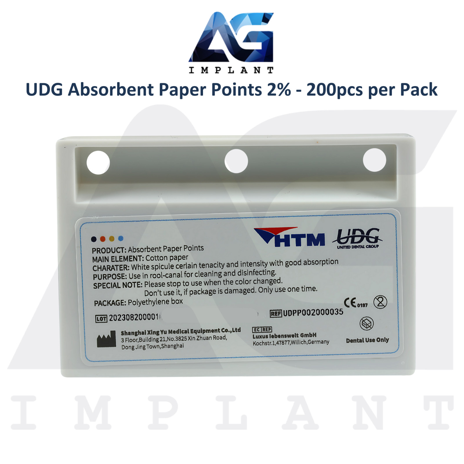5 Dental Absorbent Cotton Paper Points 2% 200pcs per Pack Fast Drying UDG Lab