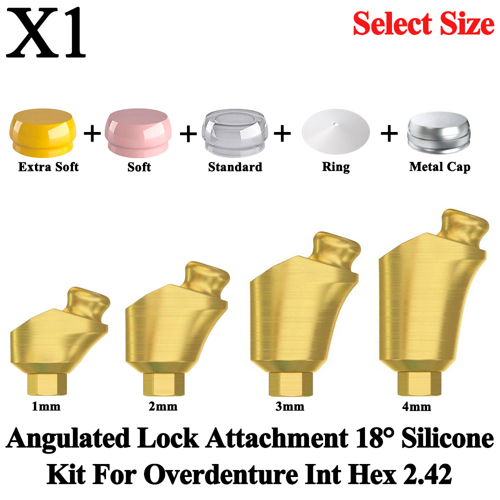1x Angulated Lock Attachment 18° Silicone Kit For Dental Overdenture Int Hex