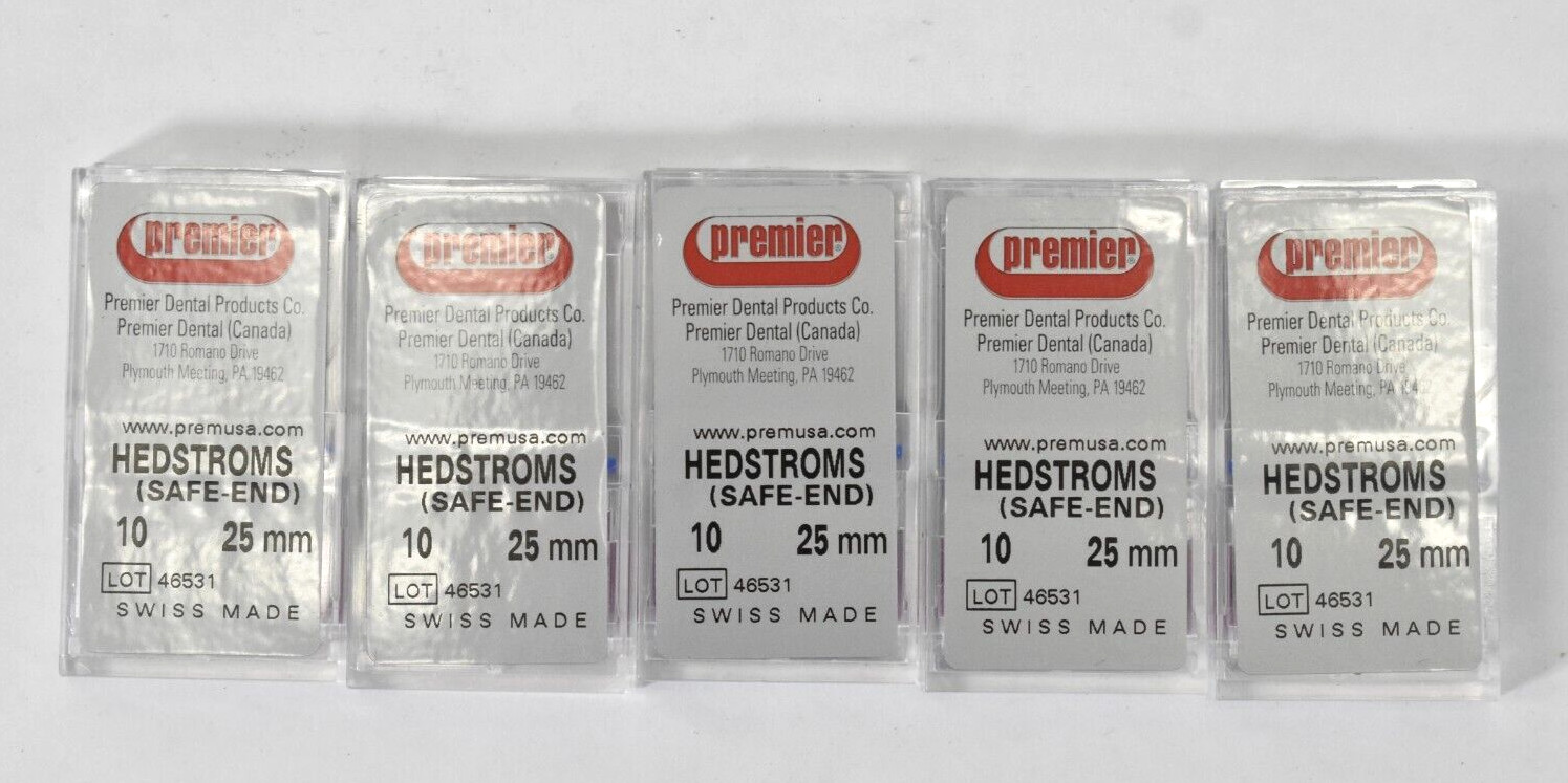 5 Premier Dental Products Hedstrom Files Safe End Tips Files Size 10 25mm