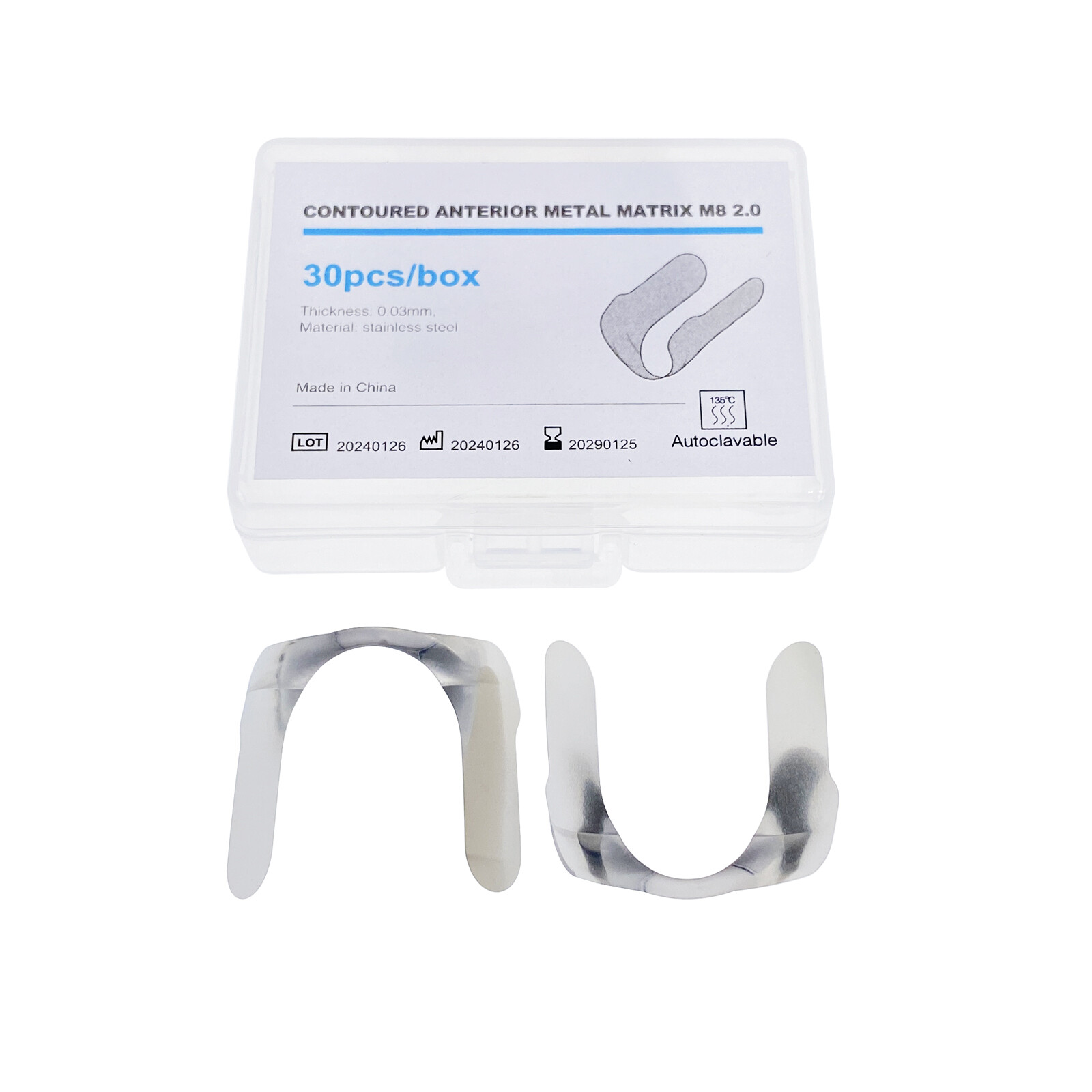 30Pcs Dental Anterior Matrix Bands Twin Matrices Sectional Contoured Metal Strip