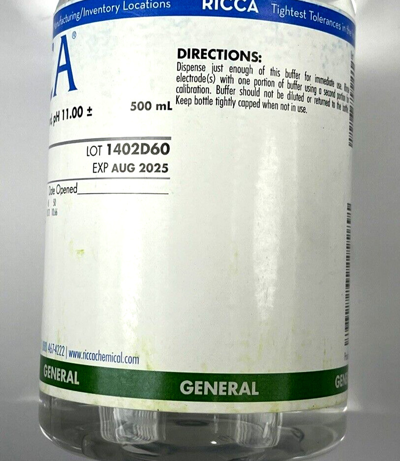(Qty 3) Ricca – 1610-16 500mL Buffer, Reference Standard, pH 11.00 Exp Aug 2025