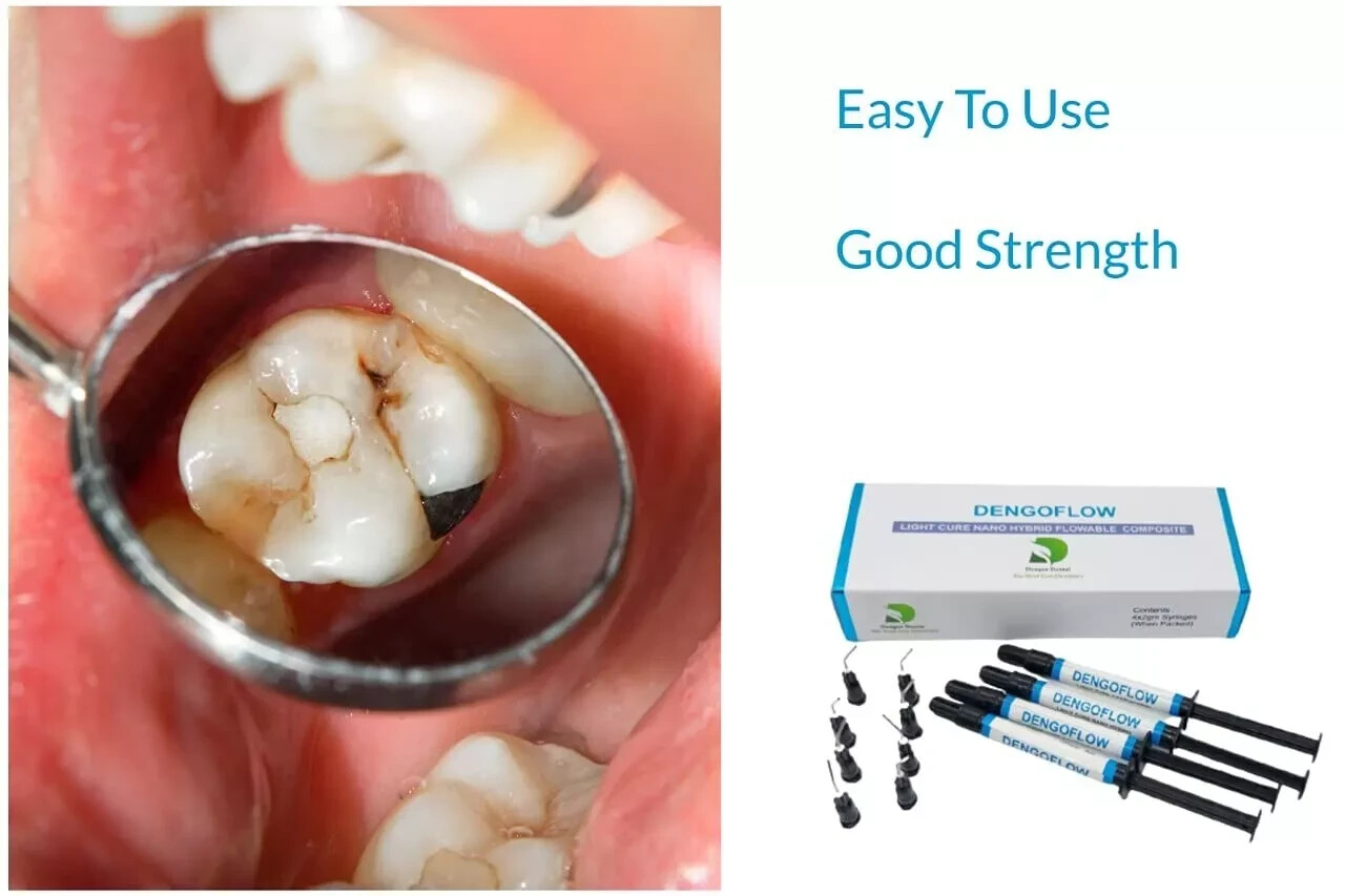 Dental DENGEN Flow Resin Light Cure Composite Flow Resin Nano Hybrid 4x2g