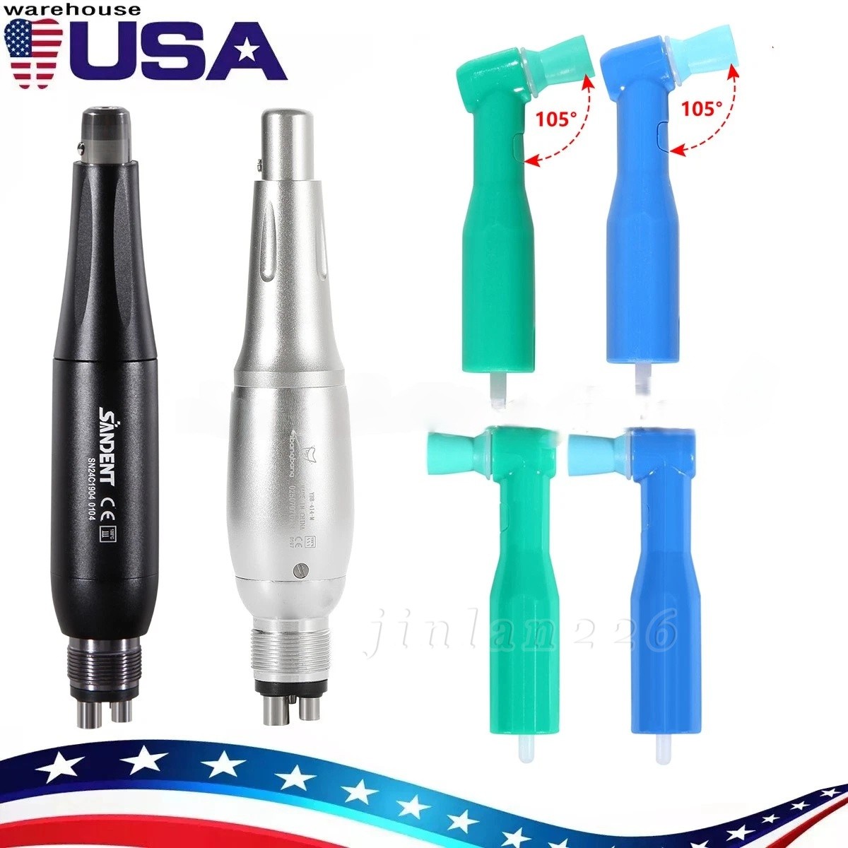 Dental Hygiene Prophy Handpiece Air Motor 4 Holes 4:1 Nose Cone 360° Swivel