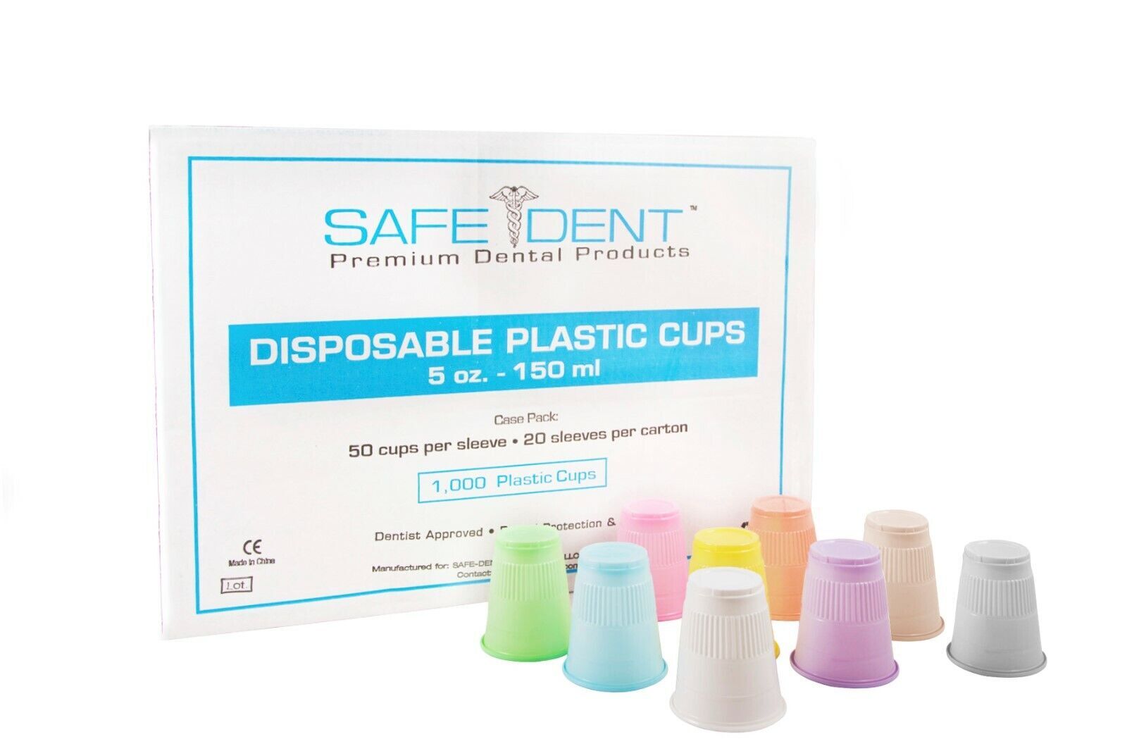 Safe-Dent Disposable 5 oz Plastic Medical Dental Cups 1000 Count