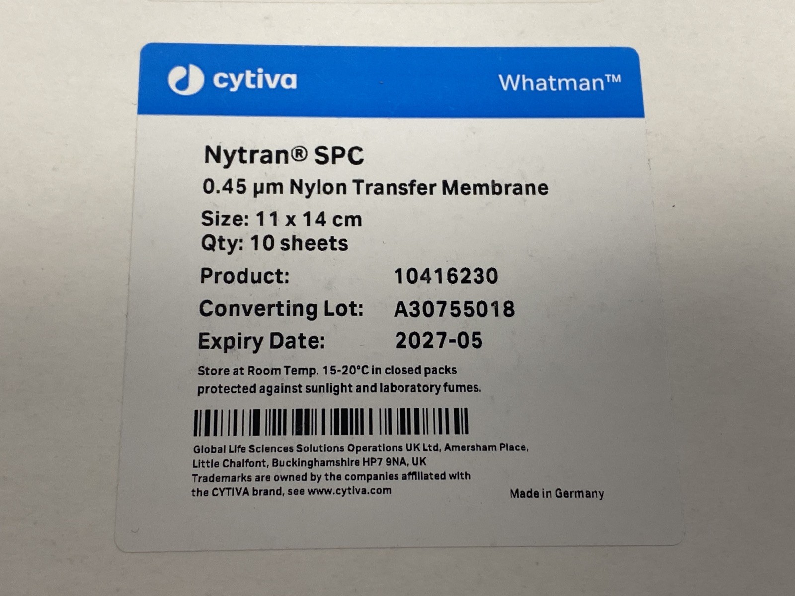 (10) WHATMAN Nytran SPC 0.45um Nylon Blotting Transfer Membrane Sheets 10416230