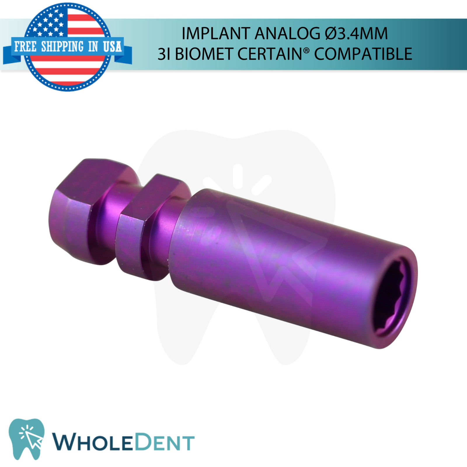 5x Dental Fixture Analog Ø3.4mm 3i Biomet Certain® Compatible Platform Lab