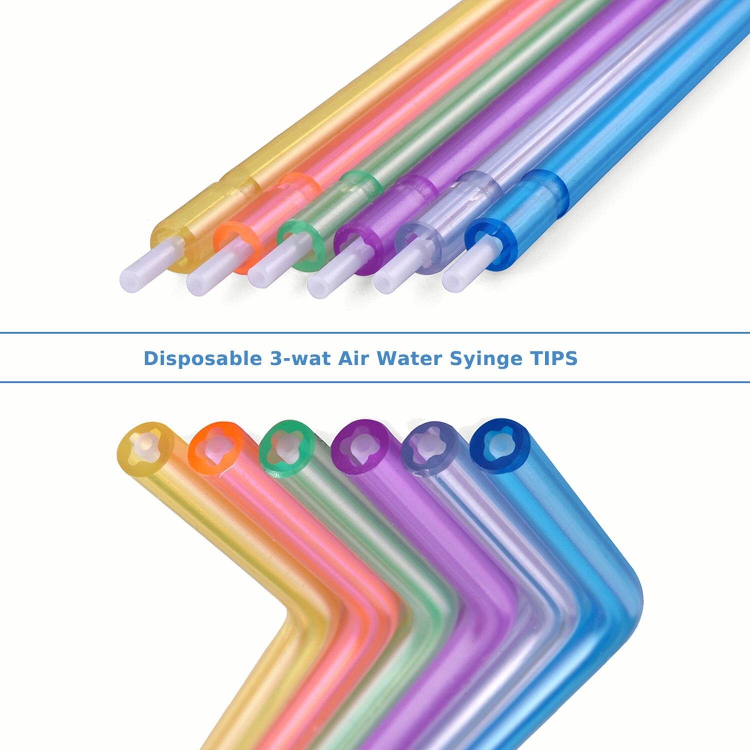 2000 Dental Disposable Air Water Syringe Tips-White Inner Rainbow Outer Tube