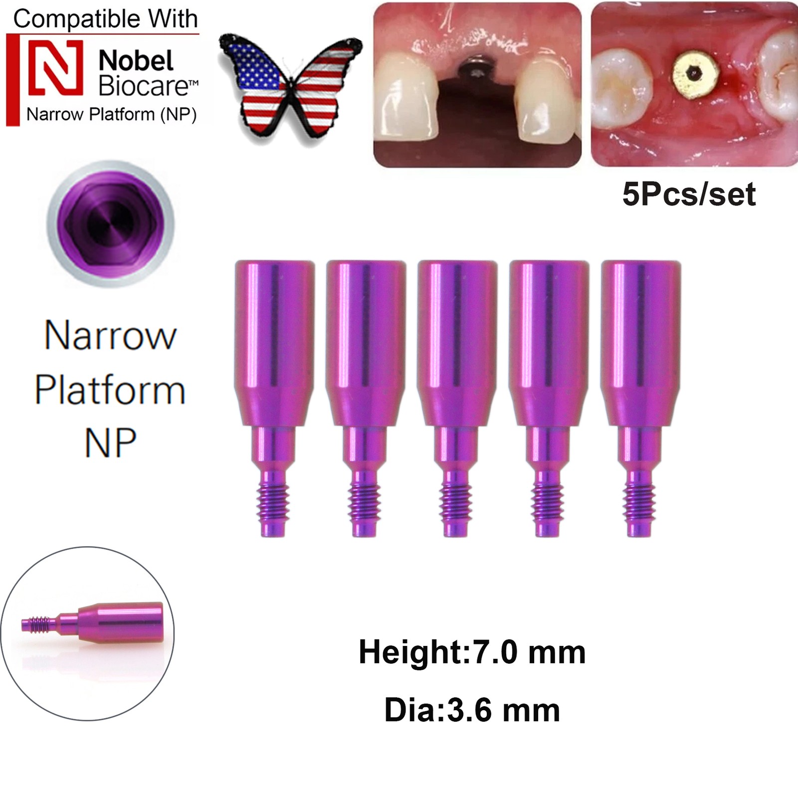 US Nobel Biocare Implant Healing Abutment Cap Titanium NP RP CC Temporary Dental