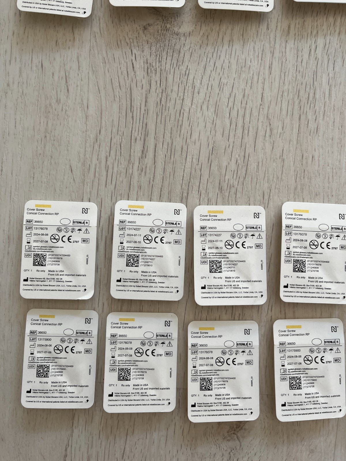 Original Nobel Biocare Conical Connection CC cover screw NP/RP – 283 pieces