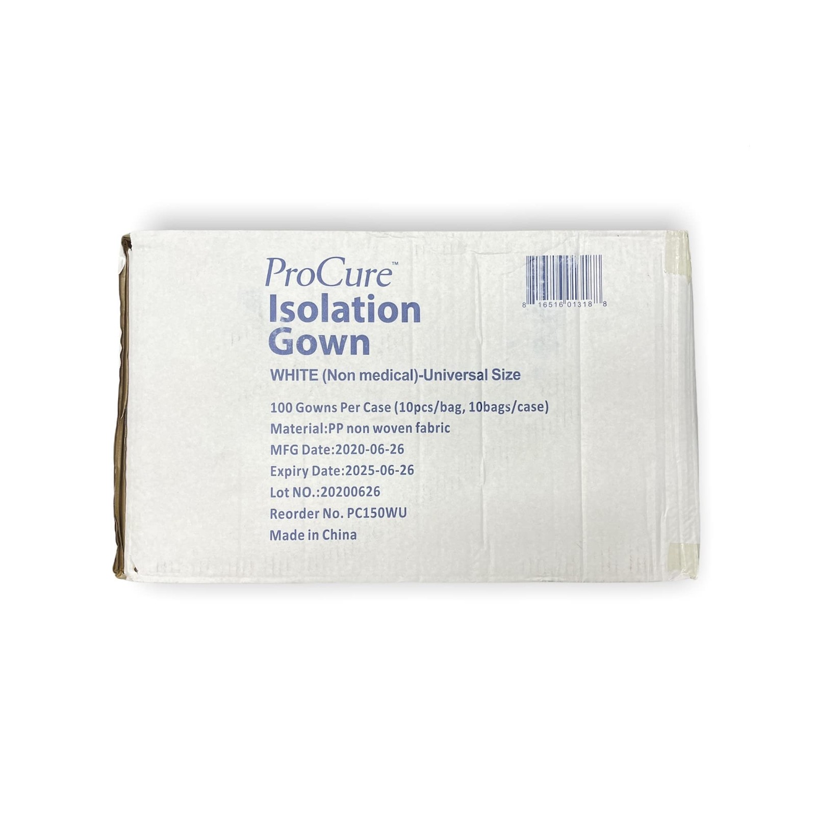 ProCure PC150WU – Procure Disposable Isolation Gowns 10-Count Longsleeve with El