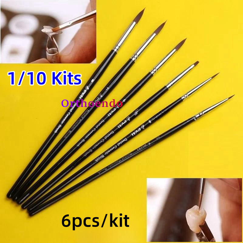 6pc/Kit Dental Composite Resin Brush Pens Adhesive Porcelain Teeth Pen ,1/10 Kit