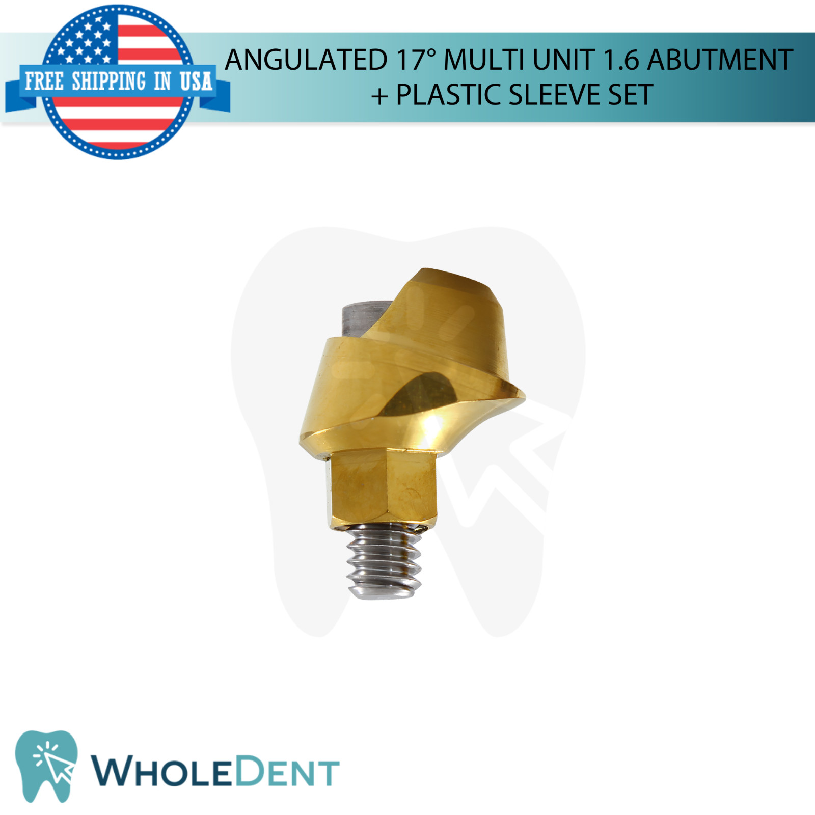 10x Dental Angulated 17° Prosthetic Multi Unit 1.6mm Plastic Sleeve Set Int Hex