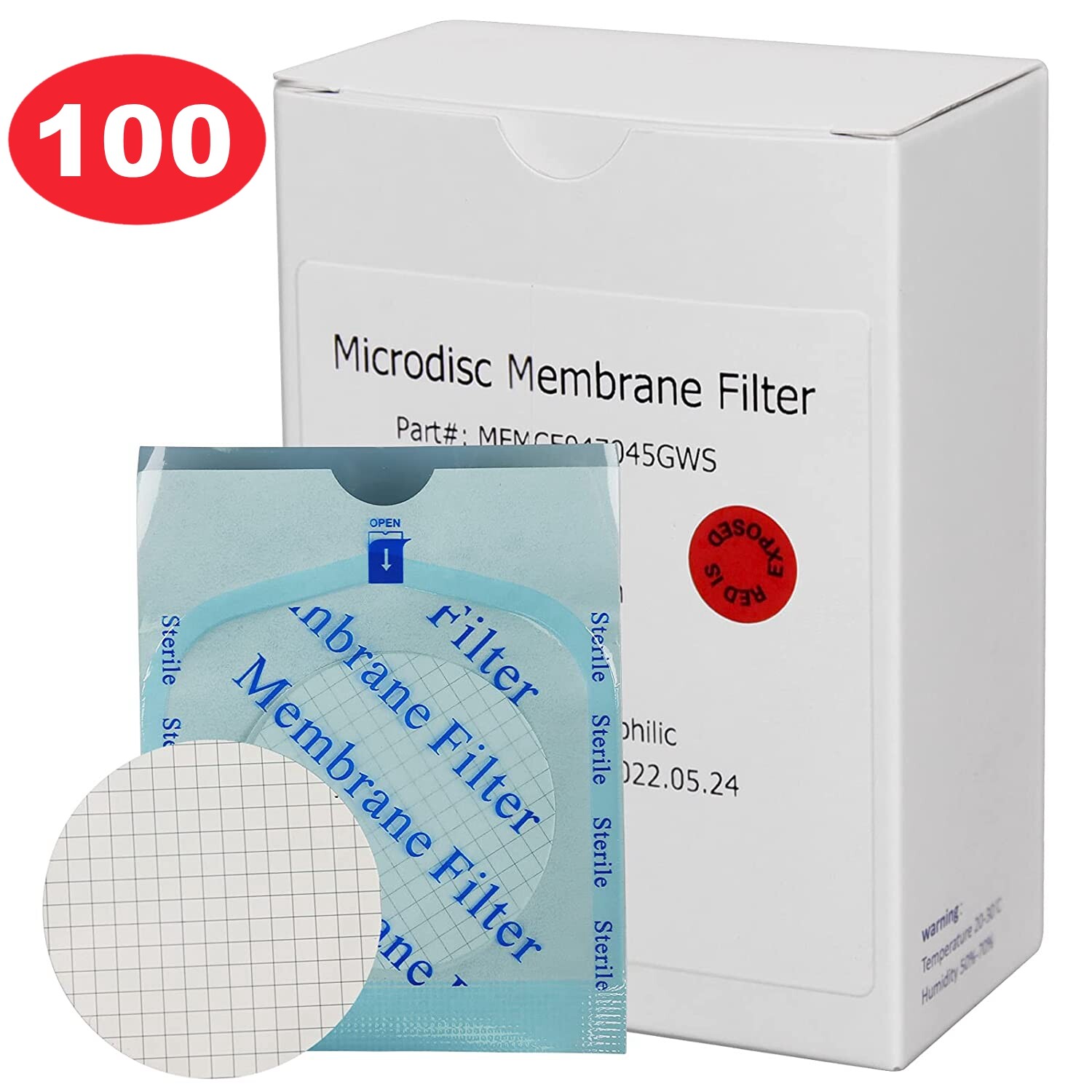 0.45µm/47mm MCE Membrane Filter Gridded Sterile,Hydrophilic,Lab Filters