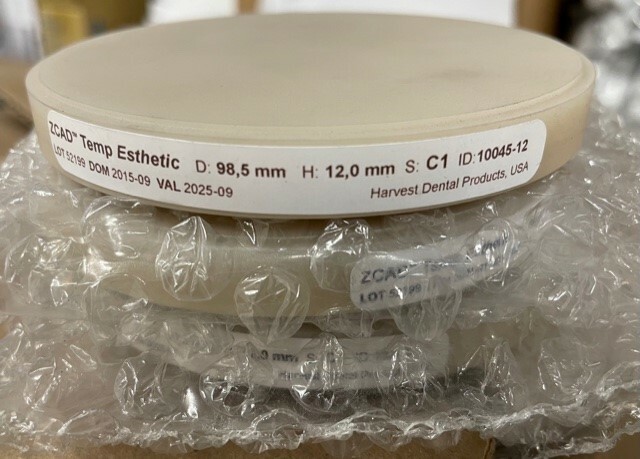 HARVEST Dental ZCAD Temp Esthetic 98,5mm 12-20mm Various shades milling disc