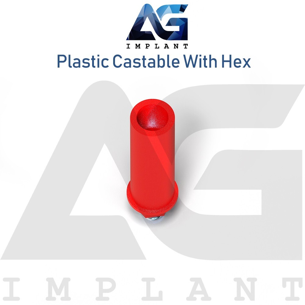 50 Plastic Castable Prosthetic With Hex Hexagon 2.42mm Dental Technicians