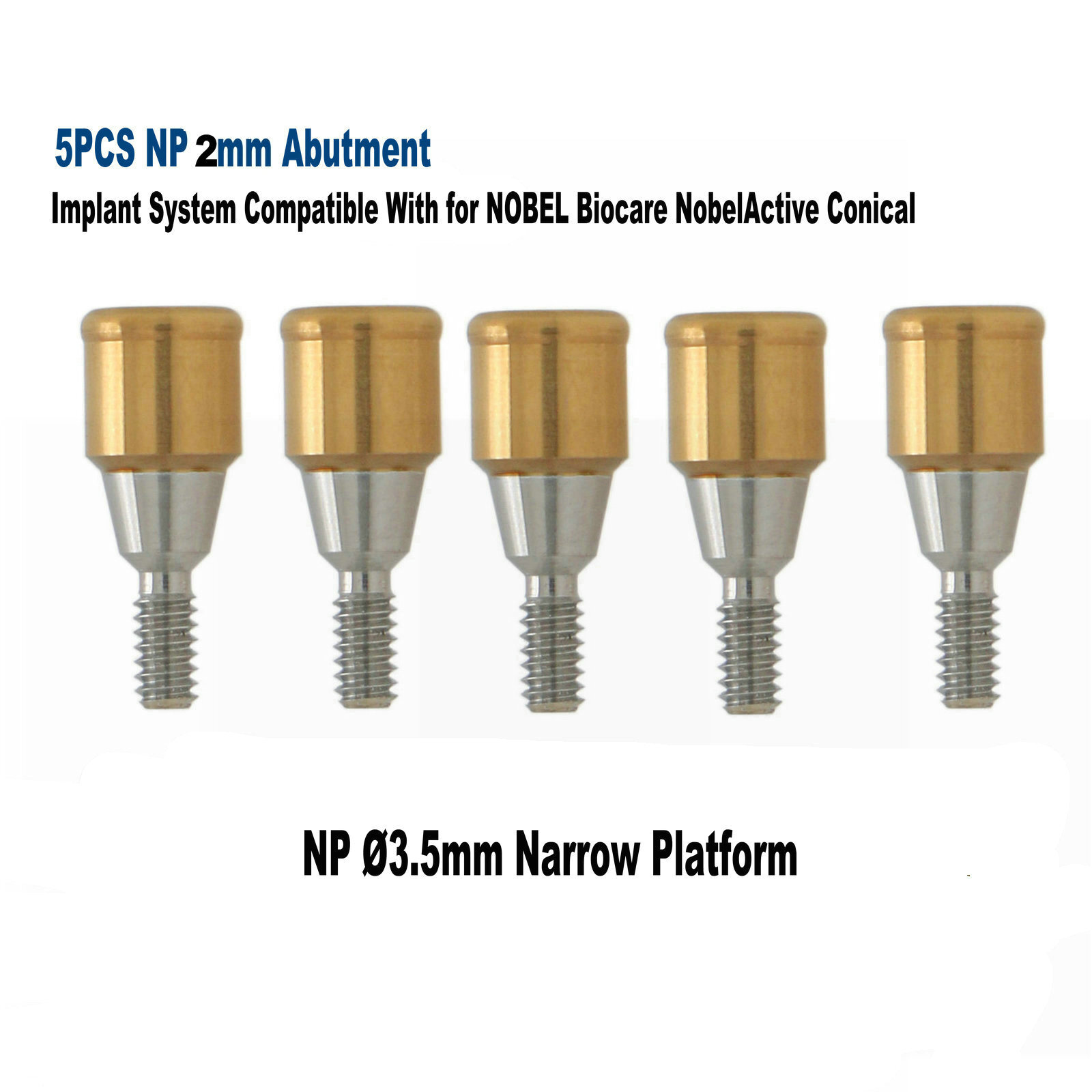 Dental 2mm Attachment Abutments&Overdenture Male Caps Kits Tool for Nobel Active