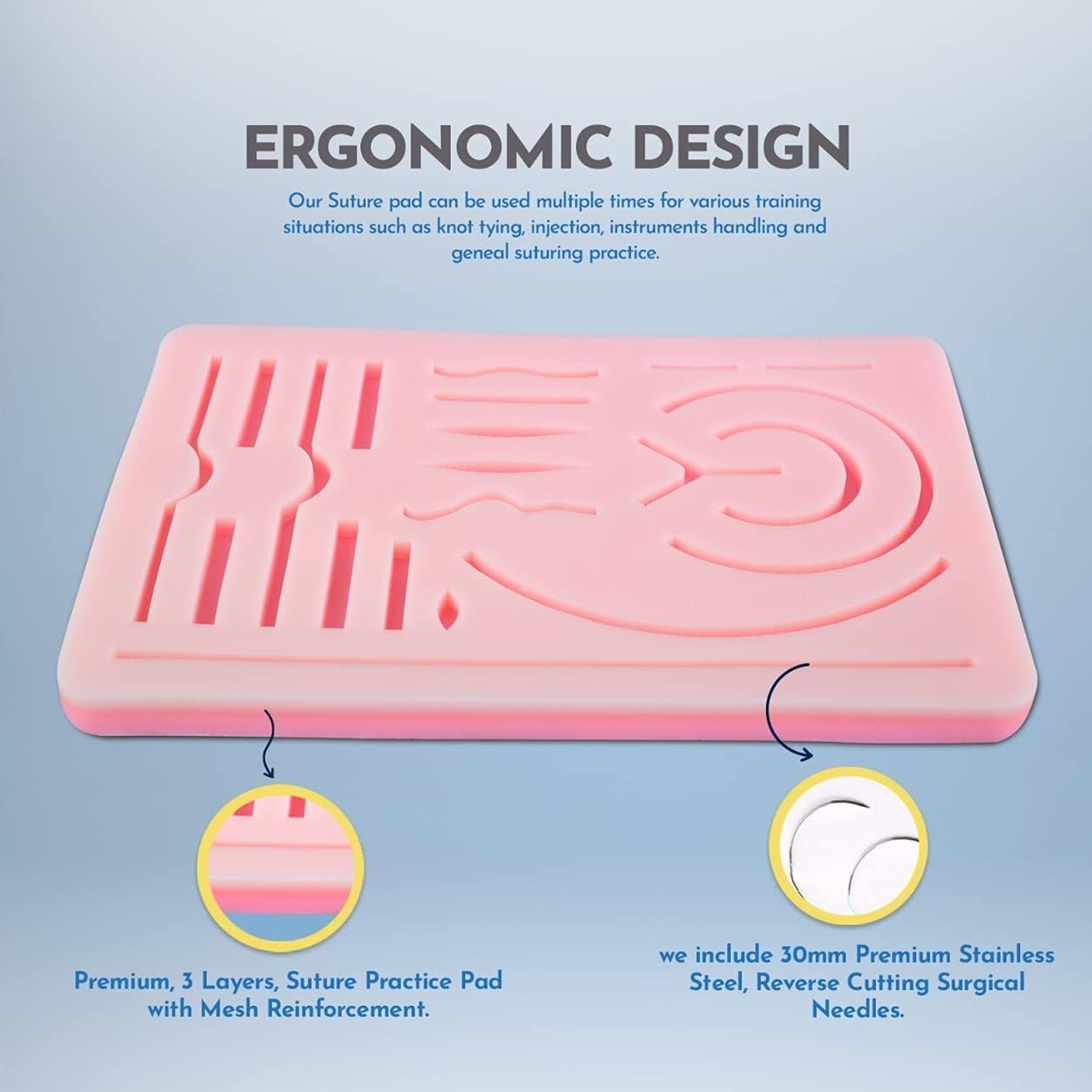 Medical Skin Suture Practice Silicone Pad Wound Simulated Surgical Training Kit